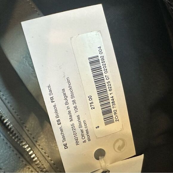 & OTHER STORIES | Grain Leather Hobo black gray leather bag - Picture 8 of 12